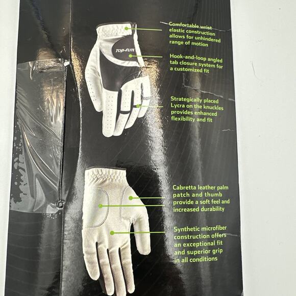 Lot Of 2 TOP FLITE GAMER MENS GOLF GLOVE M/L WHITE & BLACK 1 Left & 1 Cadet Left - Picture 7 of 8
